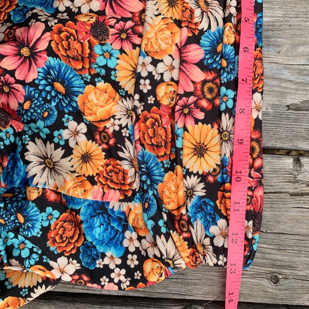 Floral Print Skirt High Waist Slit Hem Midi‎ Colorful Flowers  Womens - Picture 7 of 9